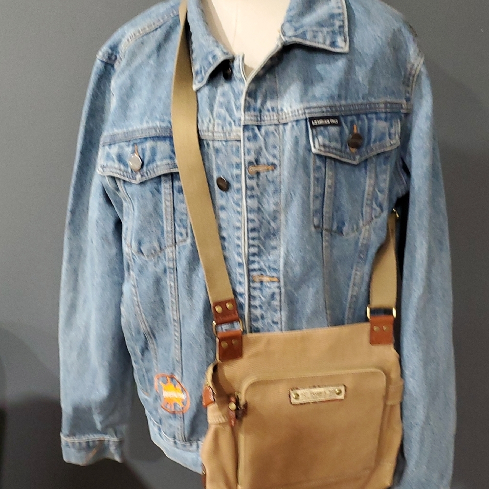 Fossil Tan Crossbody Bag with Leather Accents